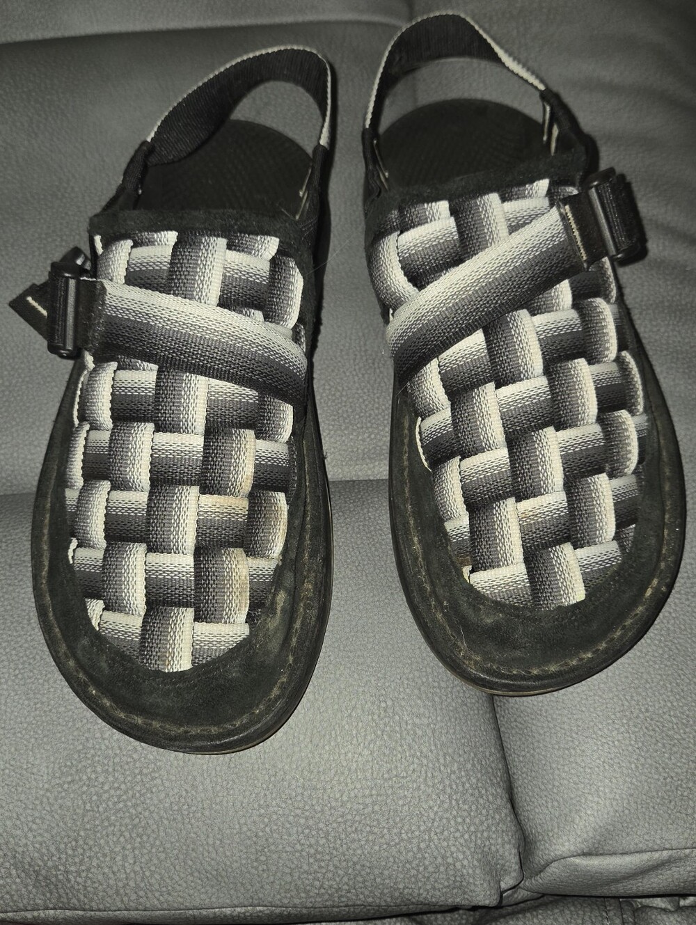 Mens Black and Gray Woven Chaco Strap Sandals